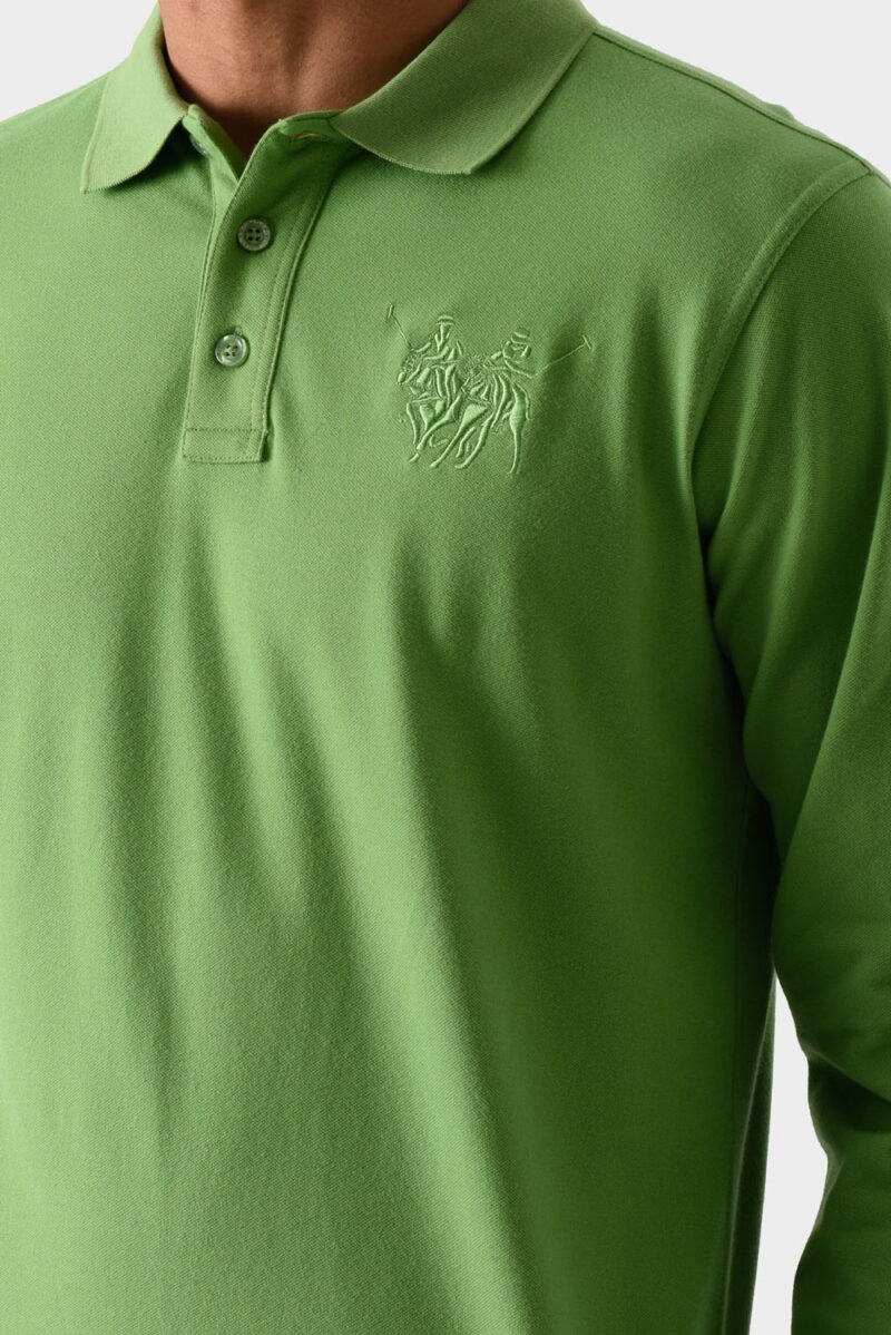 Green Cotton Polo Shirt For Men - Regular Fit