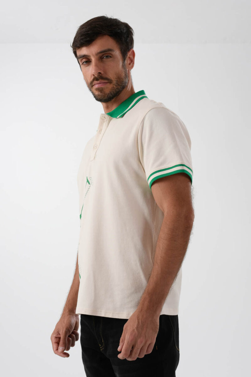 Beige Polo Shirt For Men, Comfort Fit