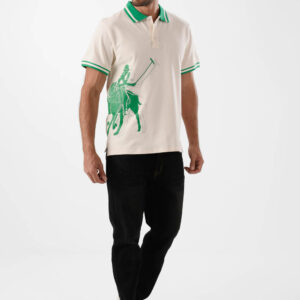 Beige Polo Shirt For Men, Comfort Fit