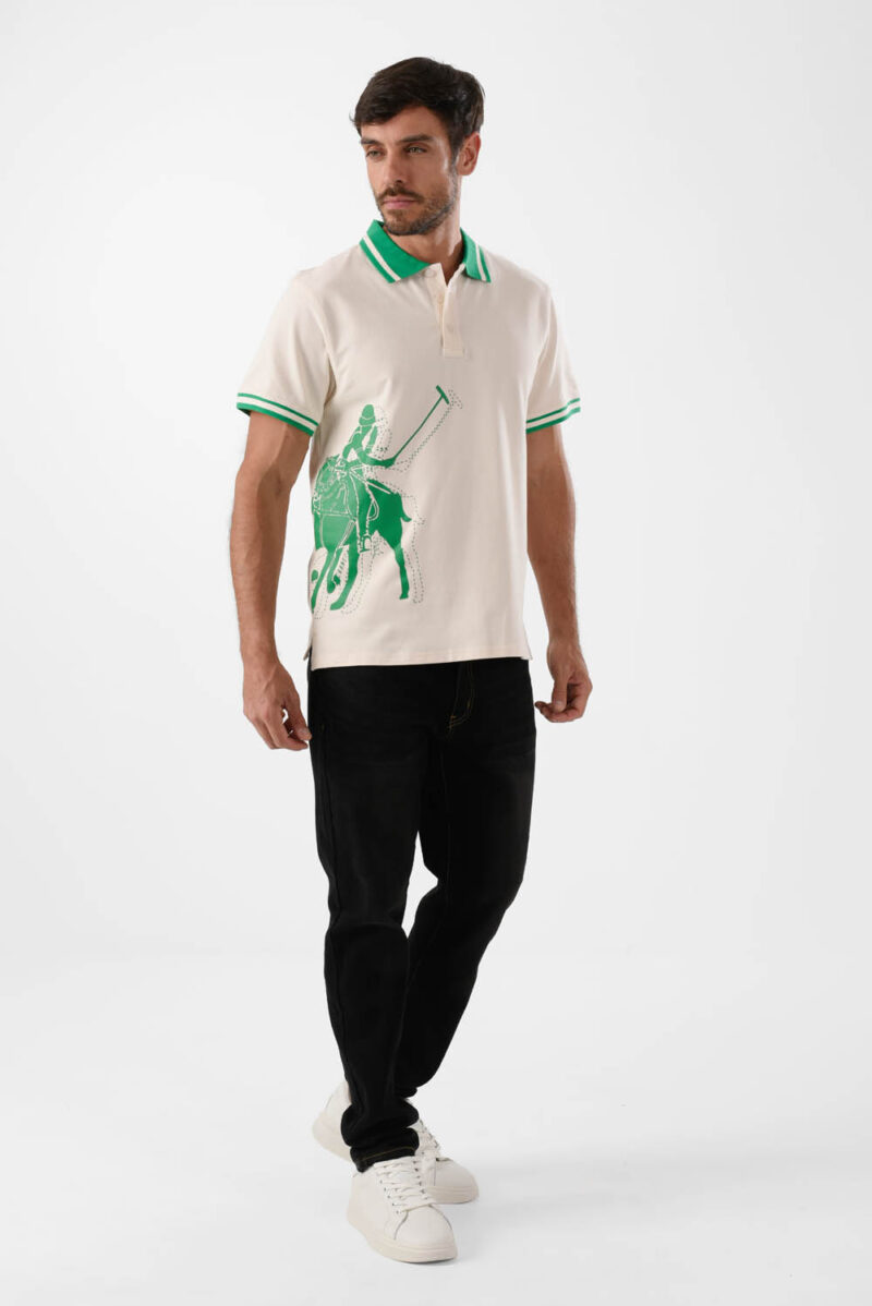 Beige Polo Shirt For Men, Comfort Fit
