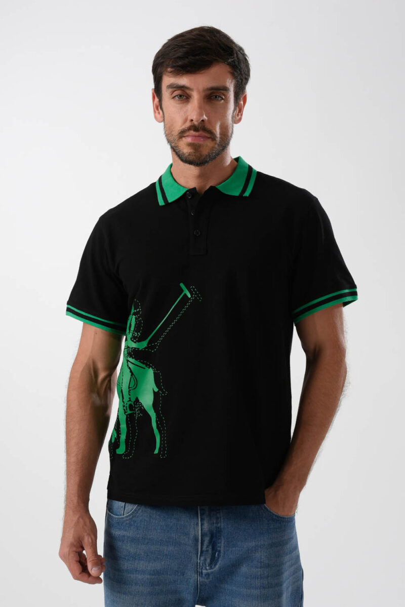 Black Polo Shirt For Men, Comfort Fit