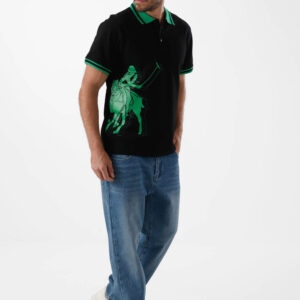 Black Polo Shirt For Men, Comfort Fit