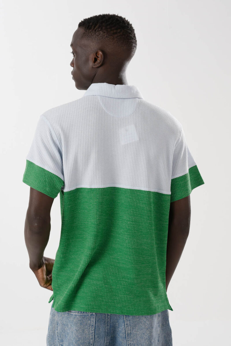Green & White Polo Shirt For Men, Regular Fit
