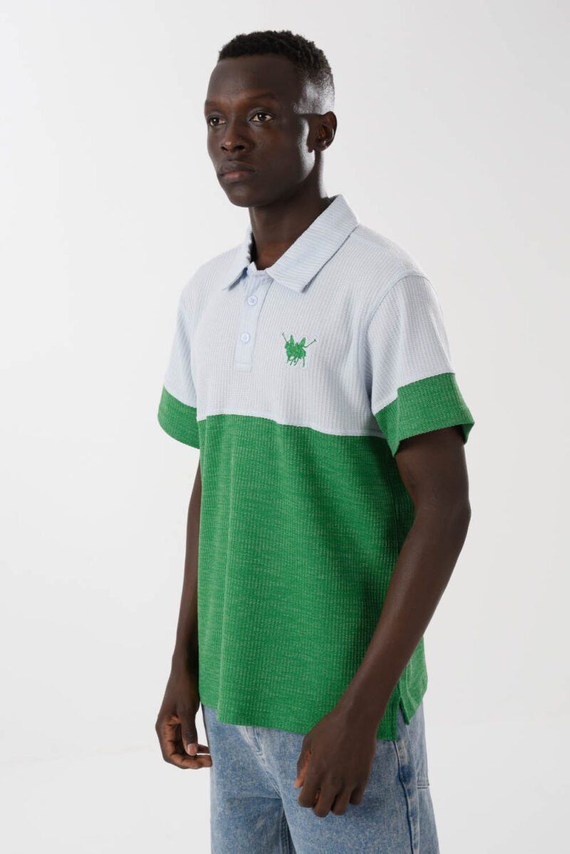 Green & White Polo Shirt For Men, Regular Fit