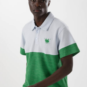 Green & White Polo Shirt For Men, Regular Fit