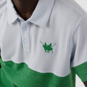 Green & White Polo Shirt For Men, Regular Fit