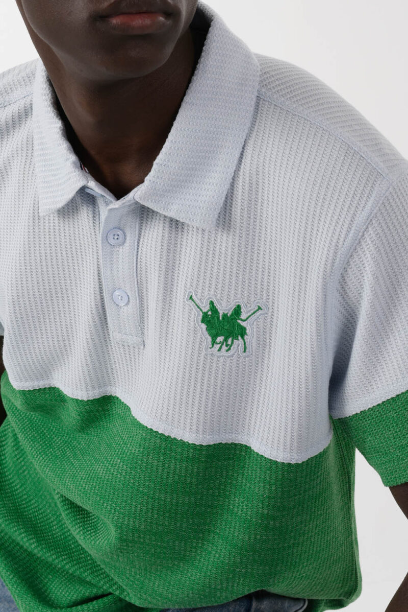 Green & White Polo Shirt For Men, Regular Fit