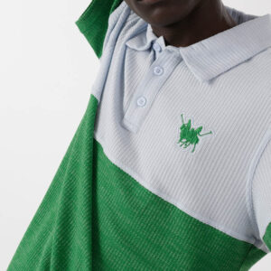 Green & White Polo Shirt For Men, Regular Fit