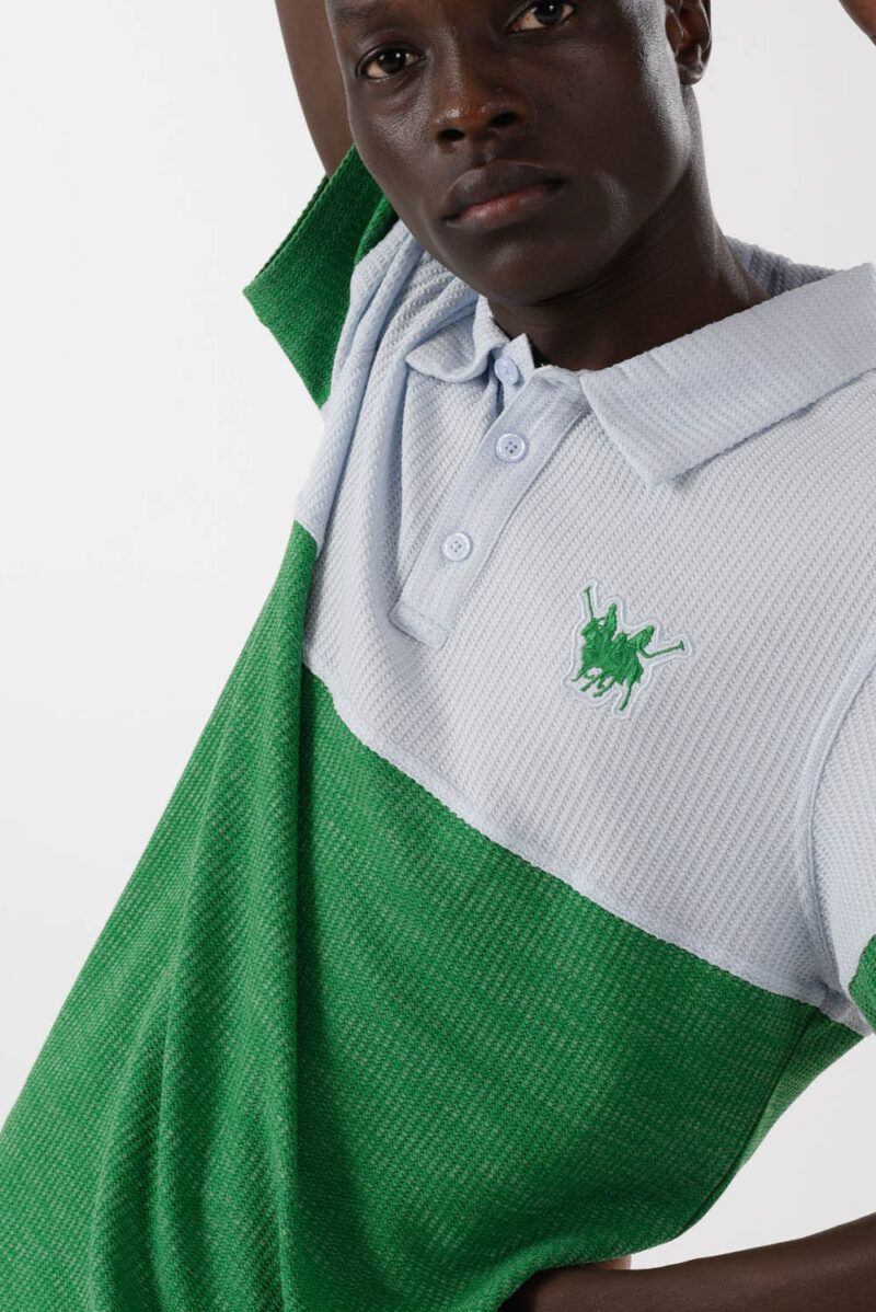 Green & White Polo Shirt For Men, Regular Fit