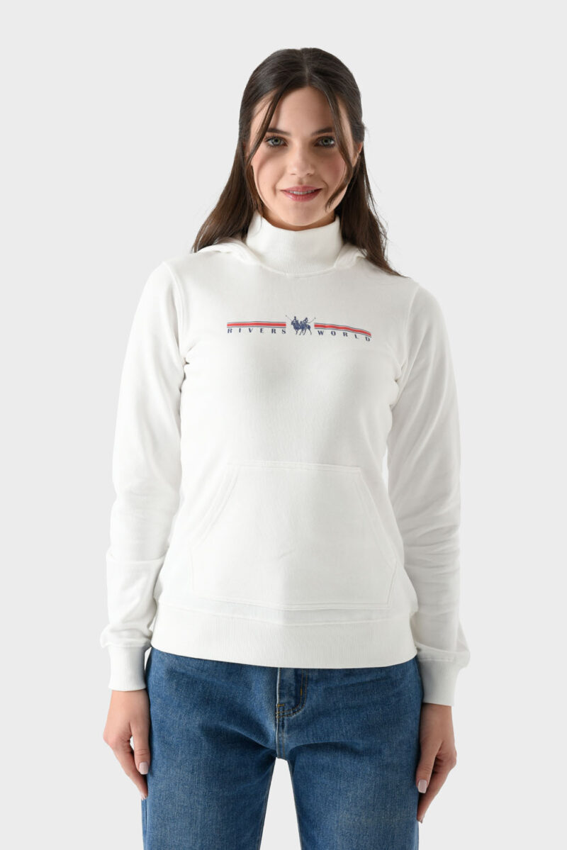 RWW-1W25-205 (2) White Cotton Hoodie For Women - Regular Fit