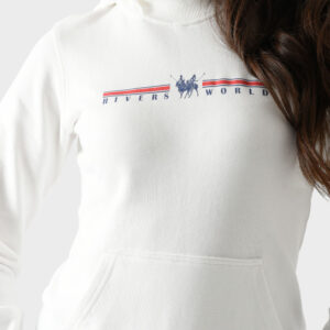 RWW-1W25-205 (5) White Cotton Hoodie For Women - Regular Fit