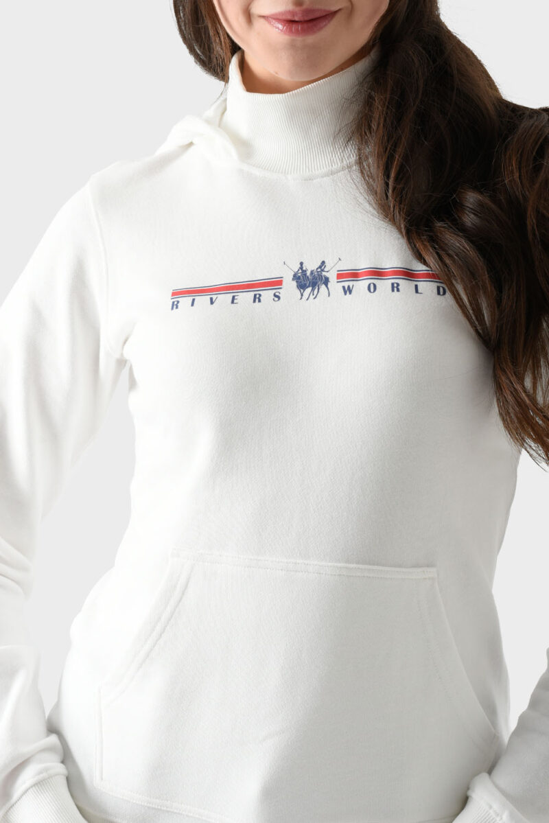 RWW-1W25-205 (5) White Cotton Hoodie For Women - Regular Fit