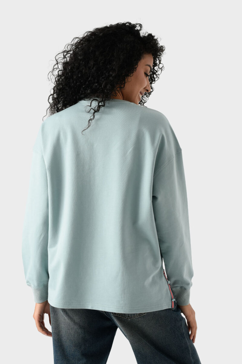 Green Cotton Sweatshirt For Women - Oversized Fit