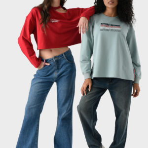 Green Cotton Sweatshirt For Women - Oversized Fit