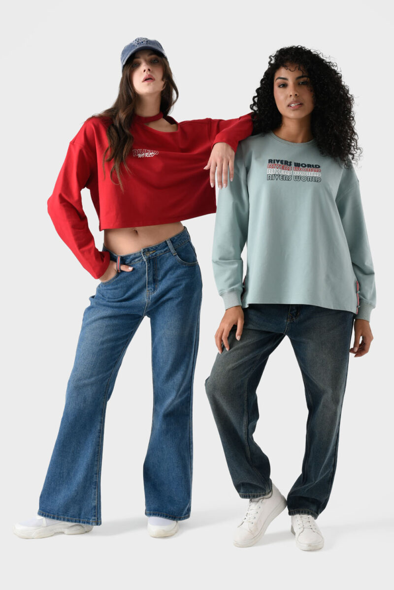 Green Cotton Sweatshirt For Women - Oversized Fit