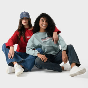 Green Cotton Sweatshirt For Women - Oversized Fit