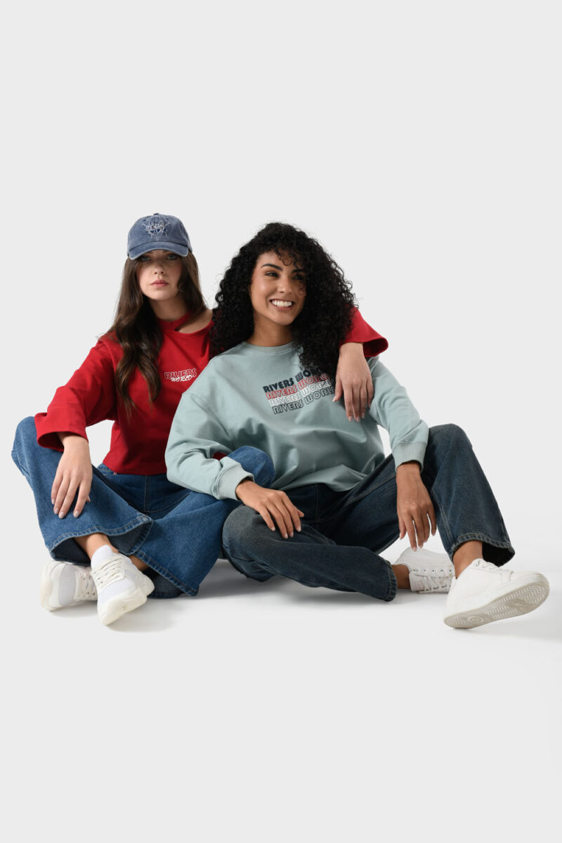 Green Cotton Sweatshirt For Women - Oversized Fit