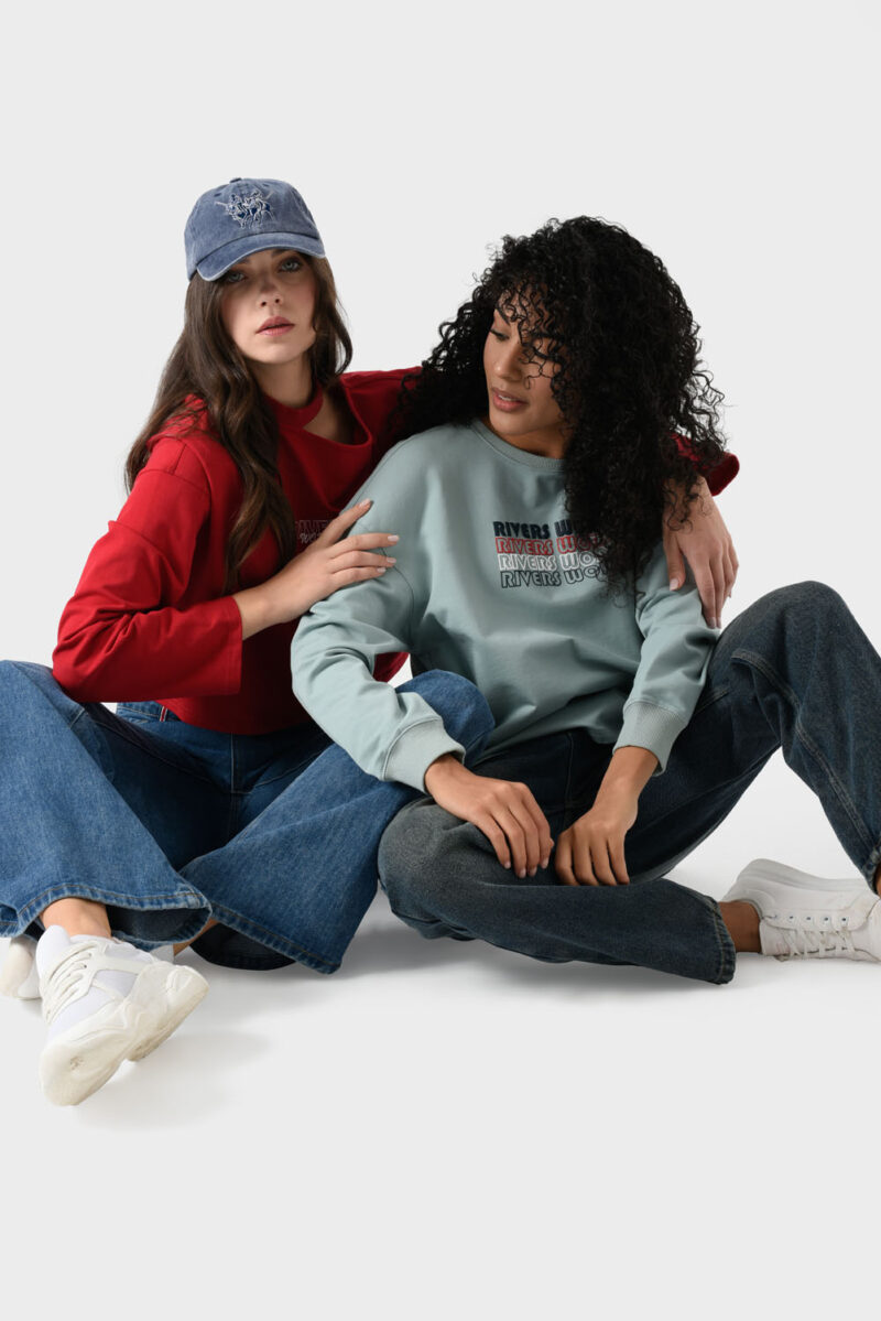 Green Cotton Sweatshirt For Women - Oversized Fit