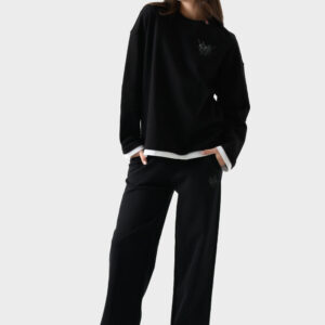 RWW-1W25-210 (1) Black Cotton Sweatshirt For Women - Oversized Fit