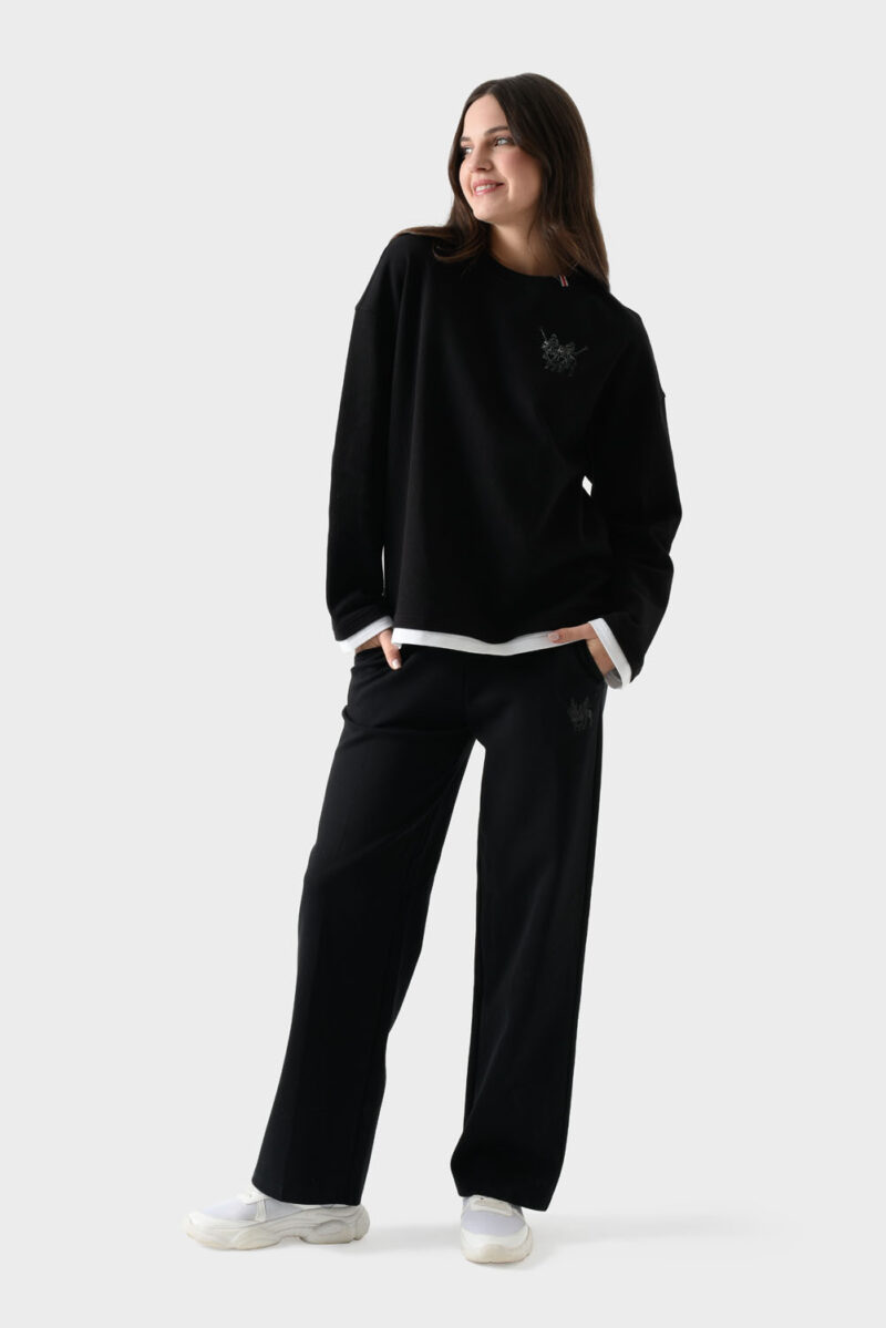 RWW-1W25-210 (1) Black Cotton Sweatshirt For Women - Oversized Fit