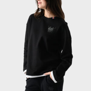 RWW-1W25-210 (2) Black Cotton Sweatshirt For Women - Oversized Fit