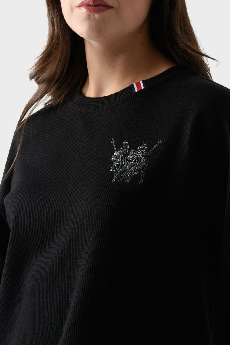 RWW-1W25-210 (4) Black Cotton Sweatshirt For Women - Oversized Fit