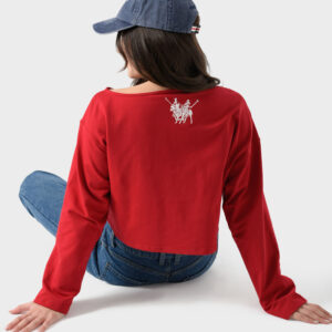 Red Cotton Sweatshirt For Women - Oversized Fit