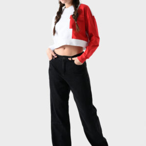 RWW-1W25-212 (1) Red and White Cotton Sweatshirt For Women - Oversized Fit