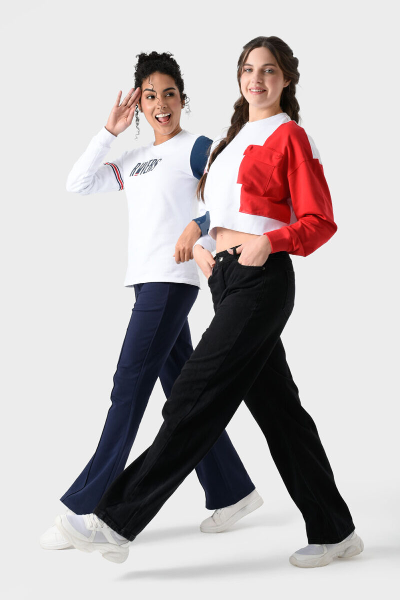 RWW-1W25-212-214 (1) Red and White Cotton Sweatshirt For Women - Oversized Fit