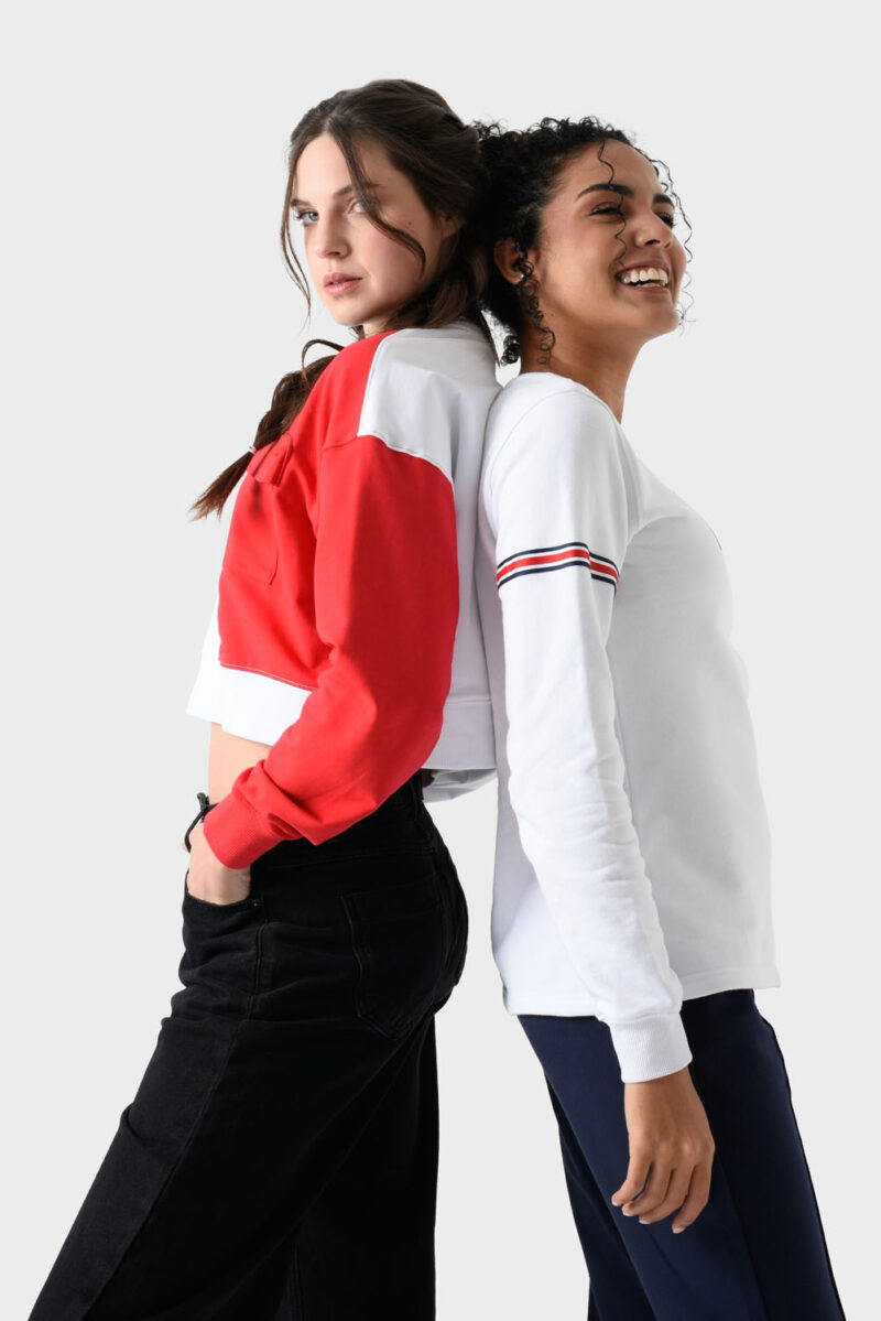 RWW-1W25-212-214 (2) Red and White Cotton Sweatshirt For Women - Oversized Fit