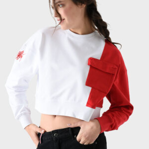 RWW-1W25-212 (3) Red and White Cotton Sweatshirt For Women - Oversized Fit