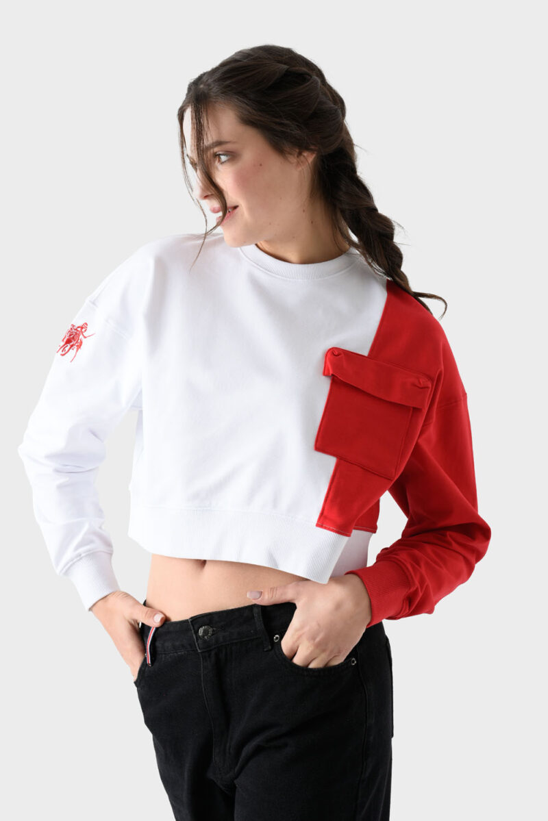 RWW-1W25-212 (3) Red and White Cotton Sweatshirt For Women - Oversized Fit