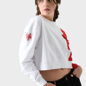 RWW-1W25-212 (4) Red and White Cotton Sweatshirt For Women - Oversized Fit