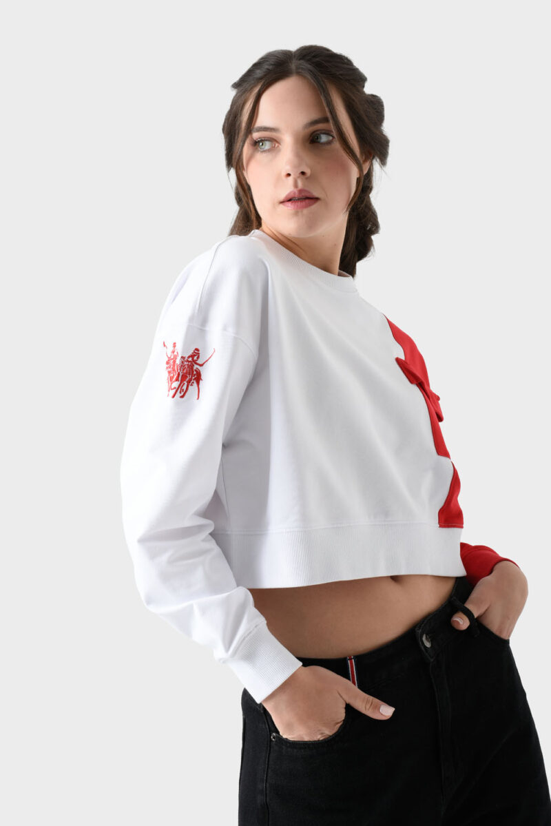 RWW-1W25-212 (4) Red and White Cotton Sweatshirt For Women - Oversized Fit