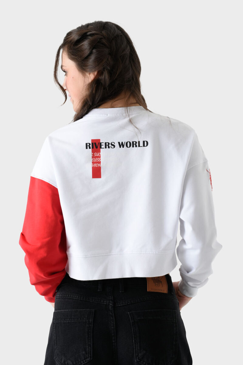 RWW-1W25-212 (5) Red and White Cotton Sweatshirt For Women - Oversized Fit
