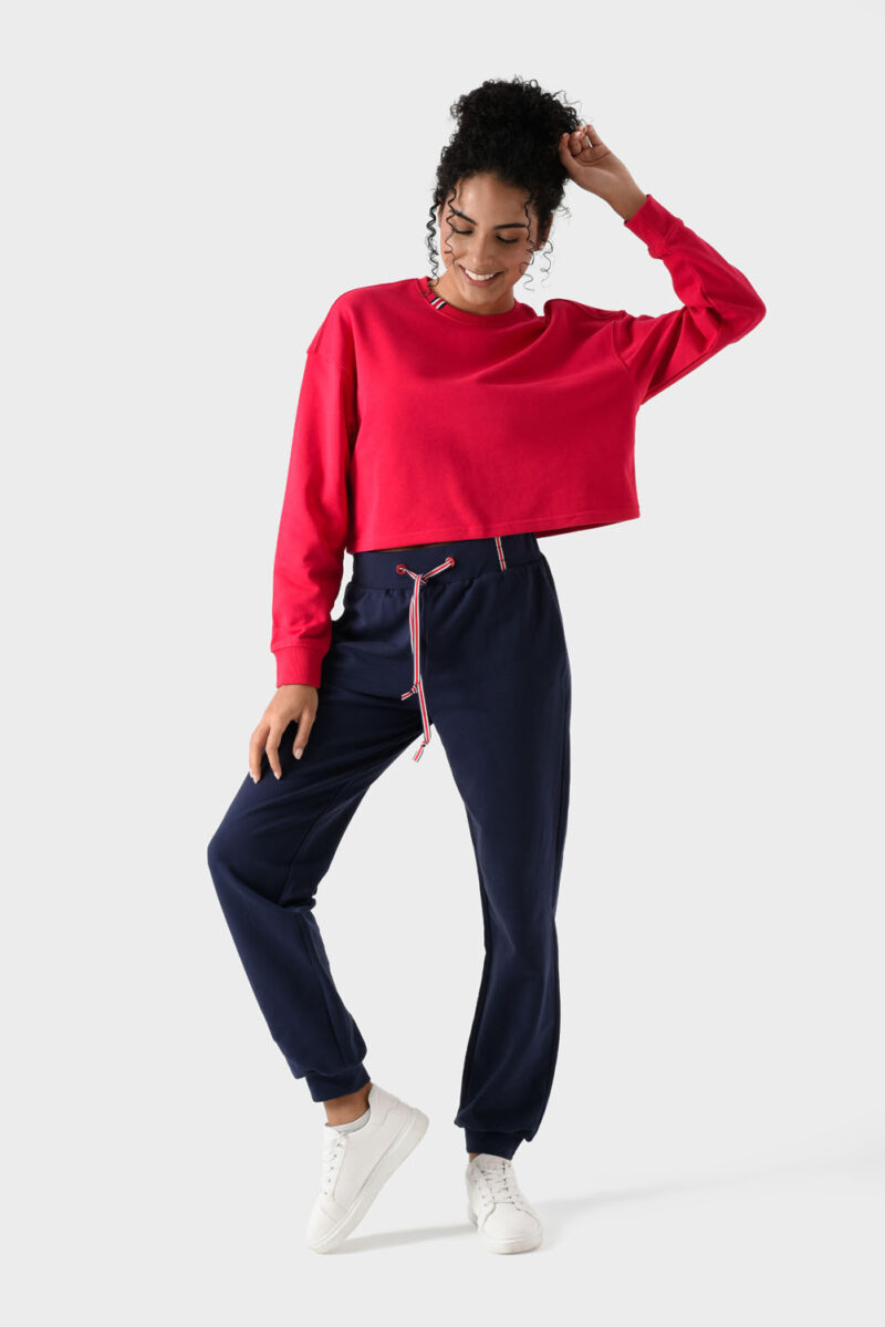 RWW-1W25-213 (1) Red Cotton Sweatshirt For Women - Oversized Fit