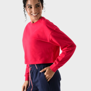 RWW-1W25-213 (3) Red Cotton Sweatshirt For Women - Oversized Fit