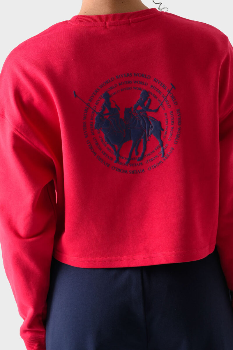 RWW-1W25-213 (5) Red Cotton Sweatshirt For Women - Oversized Fit