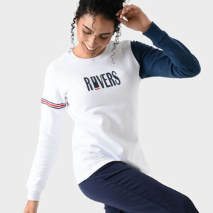 RWW-1W25-214 (2) White and Navy Cotton Sweatshirt For Women - Regular Fit