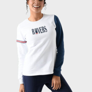 RWW-1W25-214 (3) White and Navy Cotton Sweatshirt For Women - Regular Fit
