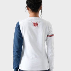 RWW-1W25-214 (4) White and Navy Cotton Sweatshirt For Women - Regular Fit