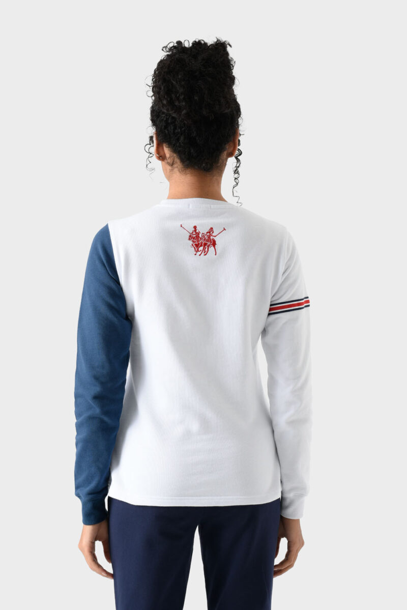 RWW-1W25-214 (4) White and Navy Cotton Sweatshirt For Women - Regular Fit