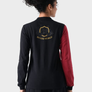 Red and Black Cotton Polo Shirt For Women - Regular Fit