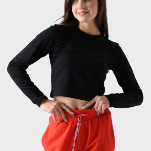 RWW-1W25-223-1 (1) Black Cotton Top For Women, Slim Fit