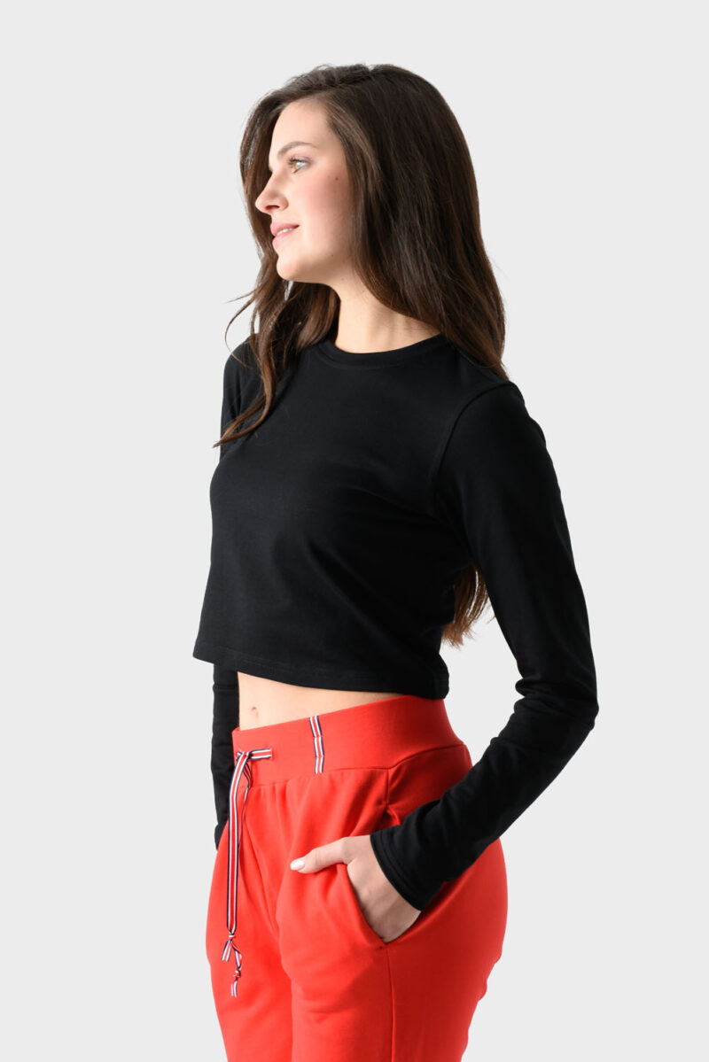 RWW-1W25-223-1 (2) Black Cotton Top For Women, Slim Fit