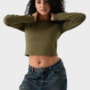 RWW-1W25-223-3 (1) Green Cotton Top For Women, Slim Fit