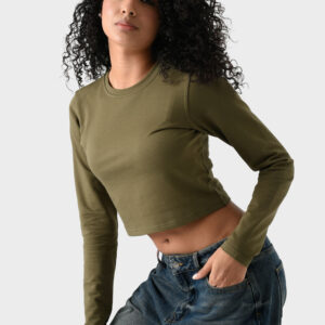 RWW-1W25-223-3 (2) Green Cotton Top For Women, Slim Fit