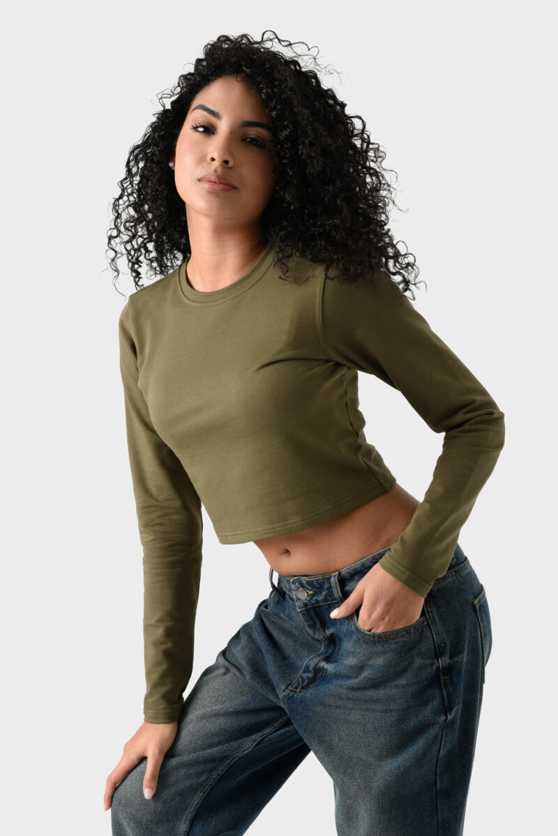 RWW-1W25-223-3 (2) Green Cotton Top For Women, Slim Fit