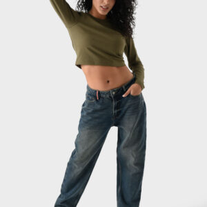 RWW-1W25-223-3 (4) Green Cotton Top For Women, Slim Fit