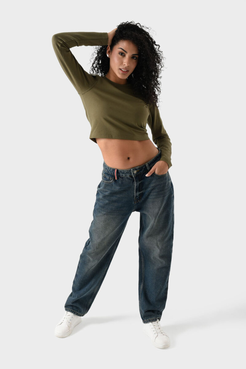 RWW-1W25-223-3 (4) Green Cotton Top For Women, Slim Fit